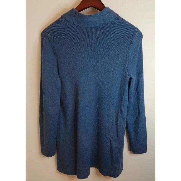 J. Jill Turtleneck Sweater Womens M Blue Pullover Cable Knit Ribbed Longsleeve - Picture 3 of 11